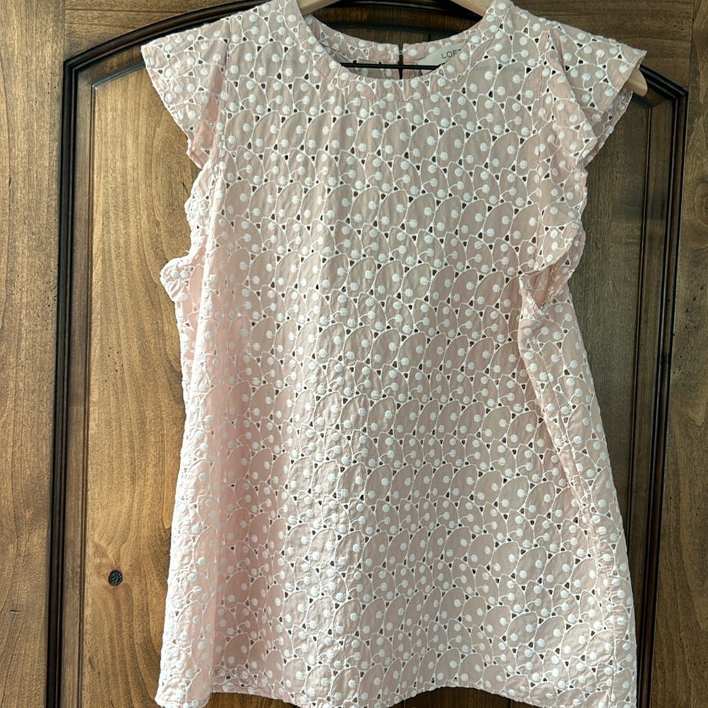 Loft Eyelet Ruffle Sleeve Top
